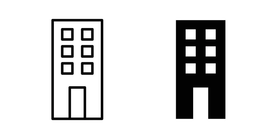 Building icon pack with silhouette and stroke web icons Ilustración de archivo