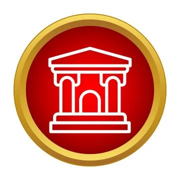 Building icon on red background symbolizing finance, education or law Stock Illustration