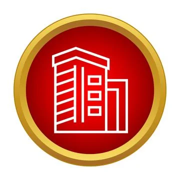 Building icon on red background vector illustration Ilustración de archivo