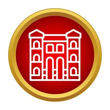 Building icon in red circle, architecture symbol Stock Illustration