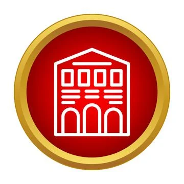 Building icon in red circle button concept Ilustración de archivo