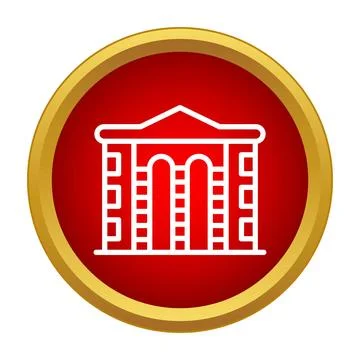 Building icon in red circle with gold border Ilustración de archivo