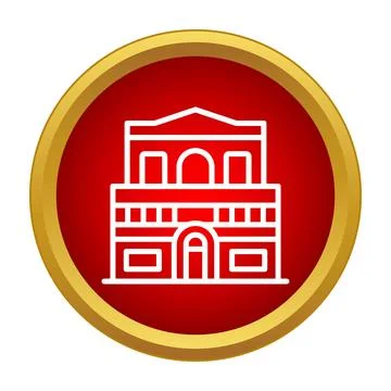 Building icon in red circle with golden frame Ilustración de archivo