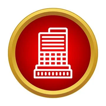 Building icon in red circle for real estate business Ilustración de archivo