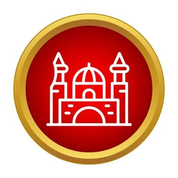 Building icon in red circle representing historical landmark Ilustración de archivo