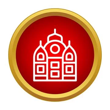 Building icon in red circle, travel concept Ilustración de archivo