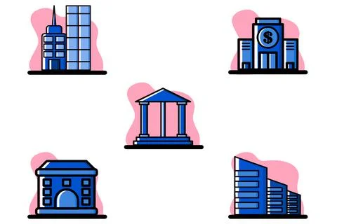 Building Icon Set Conceptual Vector Illustration Design Ilustración de archivo