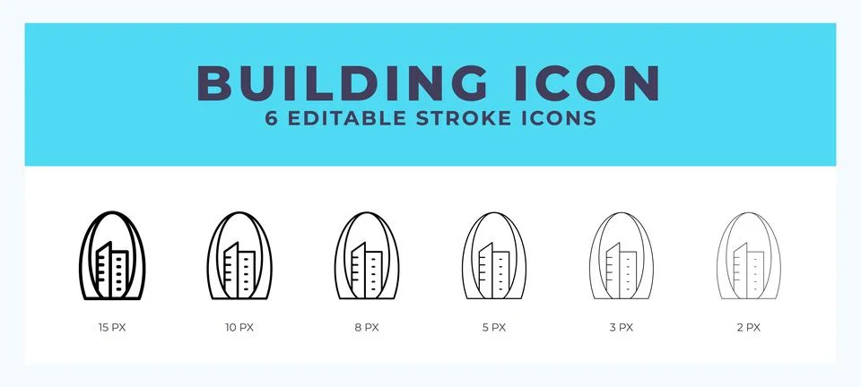 Building icon set with different stroke. Design elements for logo. Vector i.. Stock Illustration