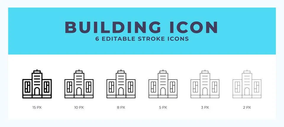 Building icon set with different stroke. Design elements for logo. Vector i.. Stock Illustration