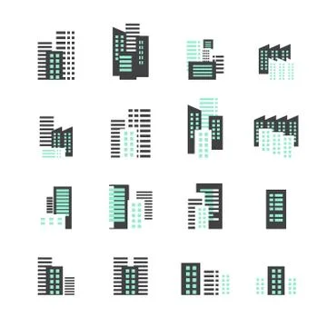 Building icon set Illustrazione stock