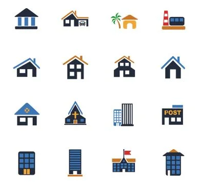 Building icon set Stock Illustration