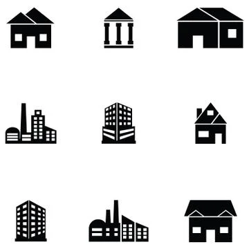 Building icon set Stock Illustration