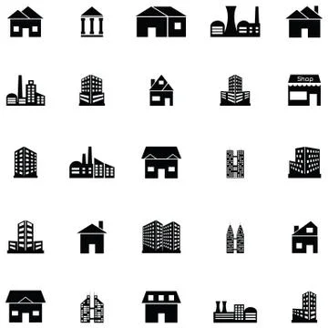 Building icon set Stock Illustration