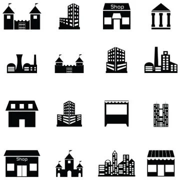 Building icon set Illustrazione stock