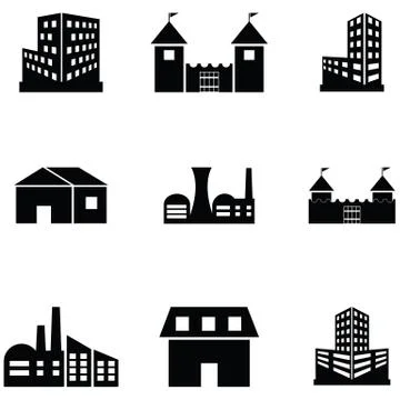 Building icon set Stock Illustration
