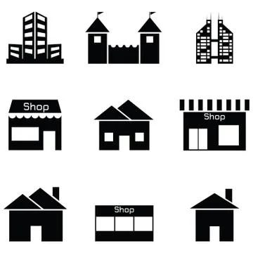 Building icon set Stock Illustration