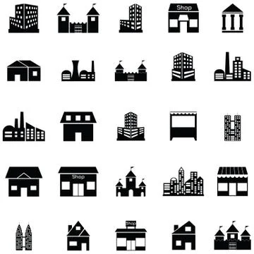 Building icon set Stock Illustration