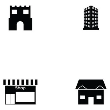Building icon set Stock Illustration