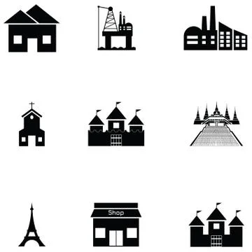 Building icon set Stock Illustration