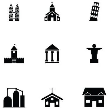 Building icon set Stock Illustration