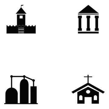 Building icon set Illustrazione stock