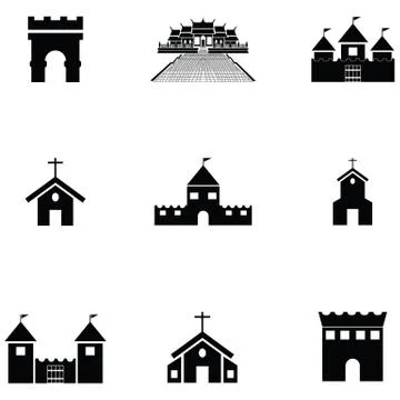 Building icon set Illustrazione stock