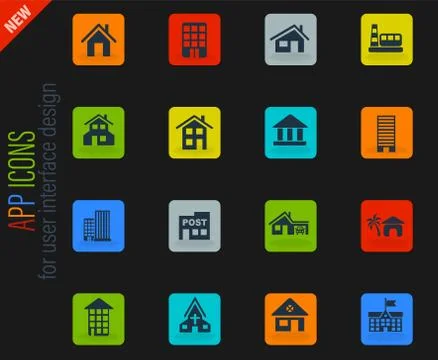 Building icon set Stock Illustration