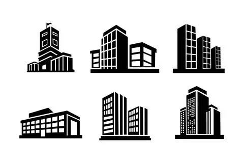 Building Icon Set. Vector illustration of a modern house and apartment symbol Stock Illustration