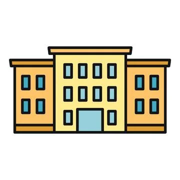 Building icon showing educational or commercial property Ilustración de archivo