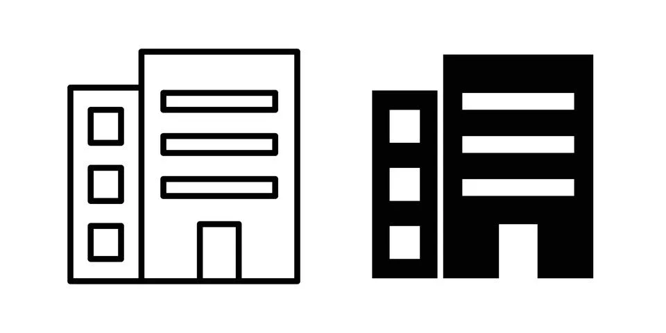 Building icon silhouette vector set. thin line pack Ilustración de archivo