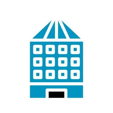 Building icon solid blue black Illustrazione stock