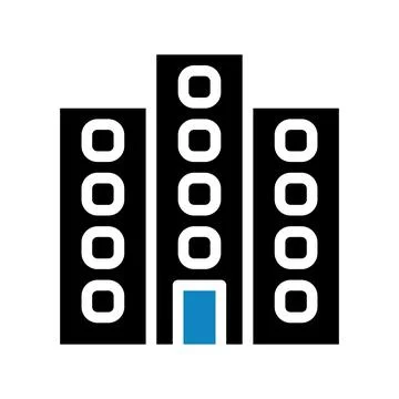Building icon solid blue black illustration Illustrazione stock