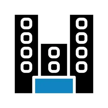 Building icon solid blue black illustration Illustrazione stock