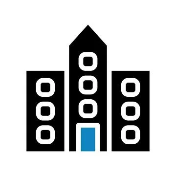 Building icon solid blue black illustration Stock Illustration