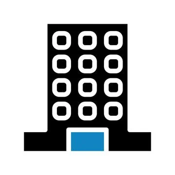 Building icon solid blue black illustration Illustrazione stock