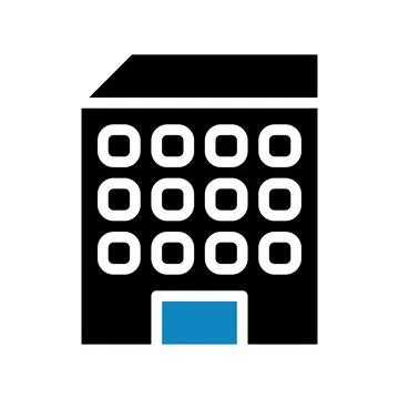 Building icon solid blue black illustration Illustrazione stock