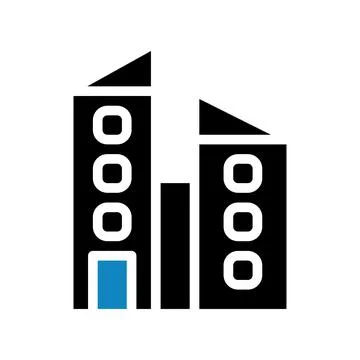 Building icon solid blue black illustration 스톡 일러스트