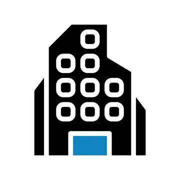 Building icon solid blue black illustration Stockillustratie