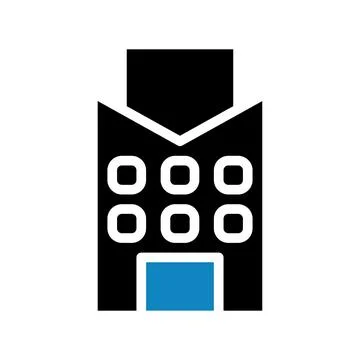 Building icon solid blue black illustration Stock Illustration
