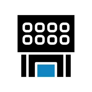 Building icon solid blue black illustration Illustrazione stock