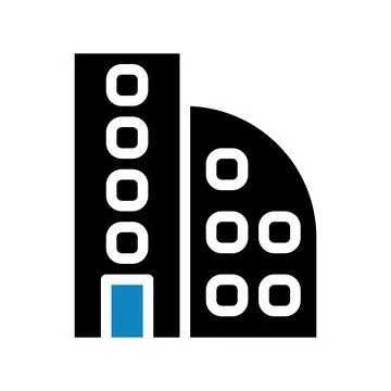 Building icon solid blue black illustration Stockillustratie