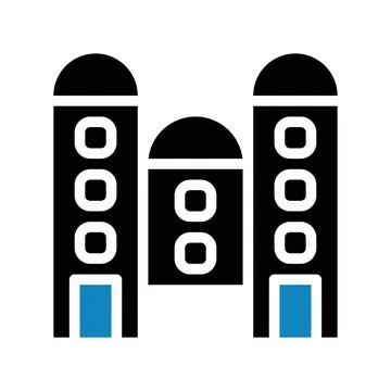 Building icon solid blue black illustration Stockillustratie
