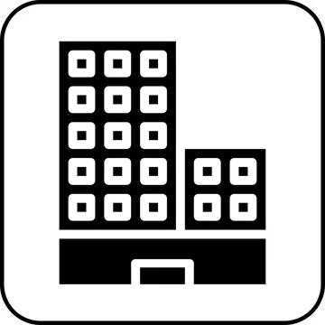 Building icon solid border black イラスト素材