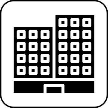 Building icon solid border black イラスト素材