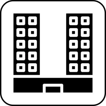 Building icon solid border black 스톡 일러스트