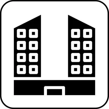 Building icon solid border black Ilustración de archivo