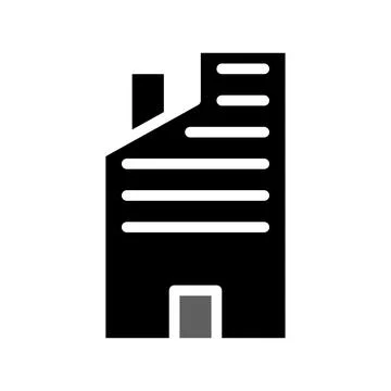 Building icon solid grey black Illustrazione stock