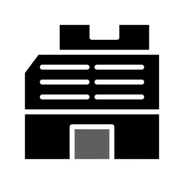 Building icon solid grey black Illustrazione stock