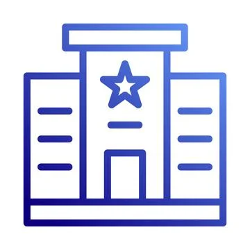 Building Icon with Star Symbol in Gradient Blue Color Ilustración de archivo