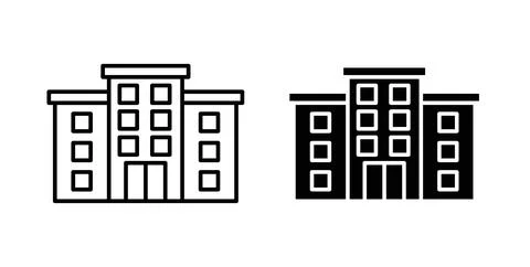 Building icon symbol. Vector illustration pack in black color. Ilustración de archivo